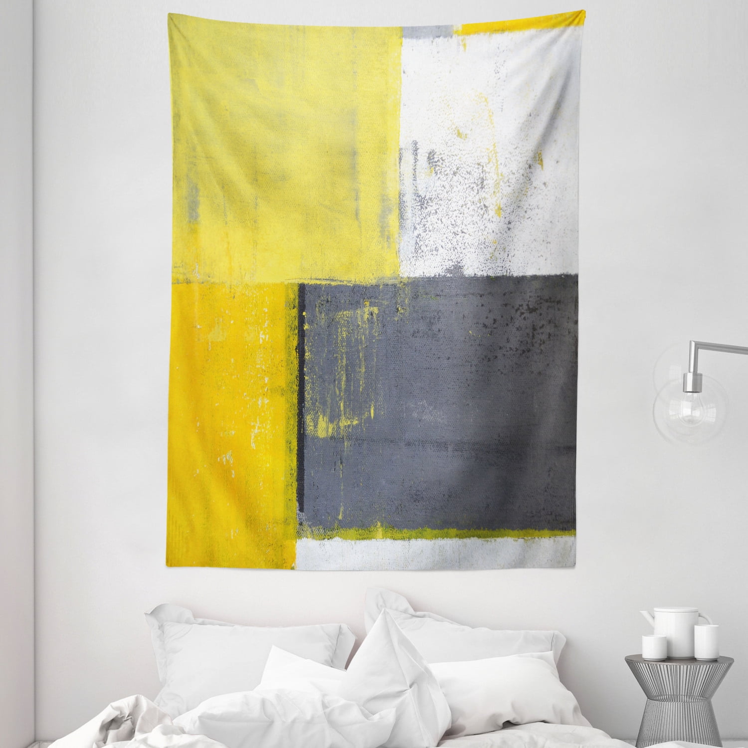 Grey and Yellow Tapestry, Street Art Modern Grunge Abstract Design