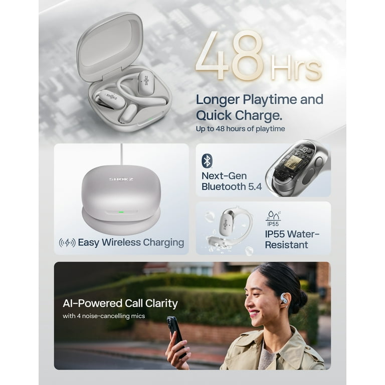 SHOKZ New OpenFit 2+ Open-Ear Headphones, Dolby Audio Enabled