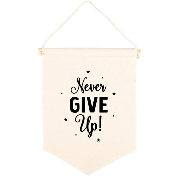 Koyal Wholesale Hanging Wall Canvas Banner, Never Give Up Canvas, Nursery Wall Decoration Banner, 1-Pk