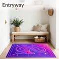 thumbnail image 3 of ODIKA 8'x10' Machine Washable Non-Slip Area Rug, Enchanting Mythical Creature Medley Featuring Spiral Horns and Starry Trails High Traffic Rug, Purple, 724024, 3 of 7
