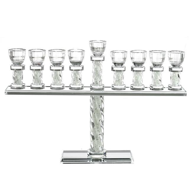 9.8 in. Hanukkah Crystal Menorah Swirl with Stones