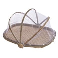 thumbnail image 2 of Jiaroswwei Bamboo Woven Food Fruit Anti Flies Insect Net Mesh Cover Tent Storage Basket, 2 of 5