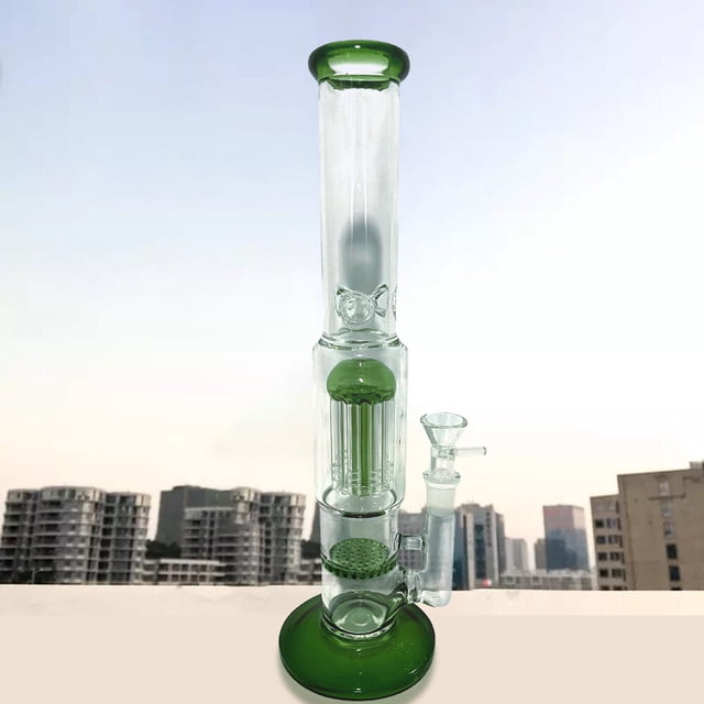 Tubo de agua de vidrio para fumar Tubos de percolador de 12 pulgadas de altura Disco de nido de abeja Bong con árbol de brazo Perc