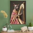 thumbnail image 2 of American Hairless Terrier Cute Dog Harp Stretched Canvas Size 8x12 – Retro American Hairless Terrier Dog Batter in Action With Harp for Themed Living Room, 2 of 5