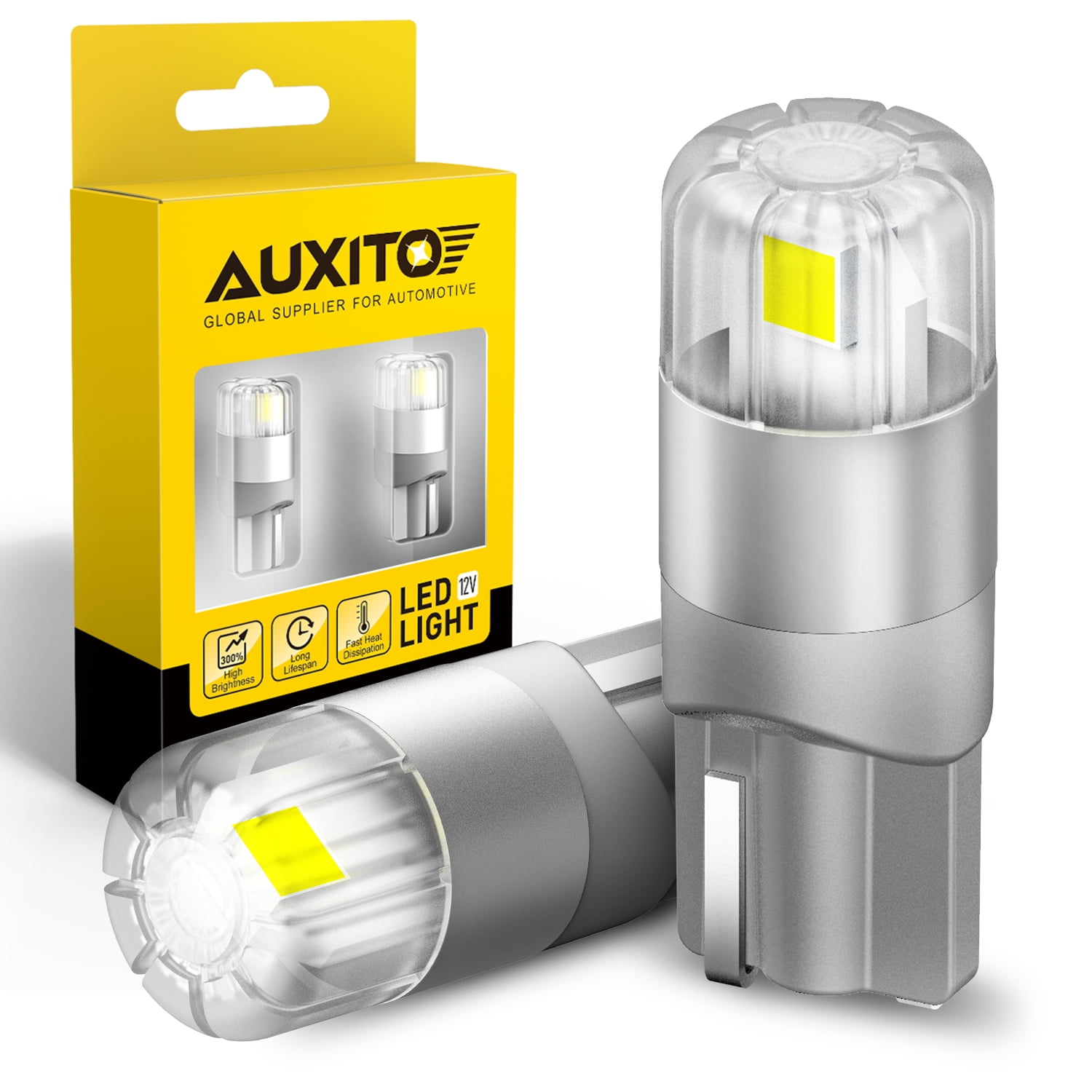 AUXITO T10 W5W LED License Plate Light Bulbs 6000K Bright White 168 2825 194 4PC 