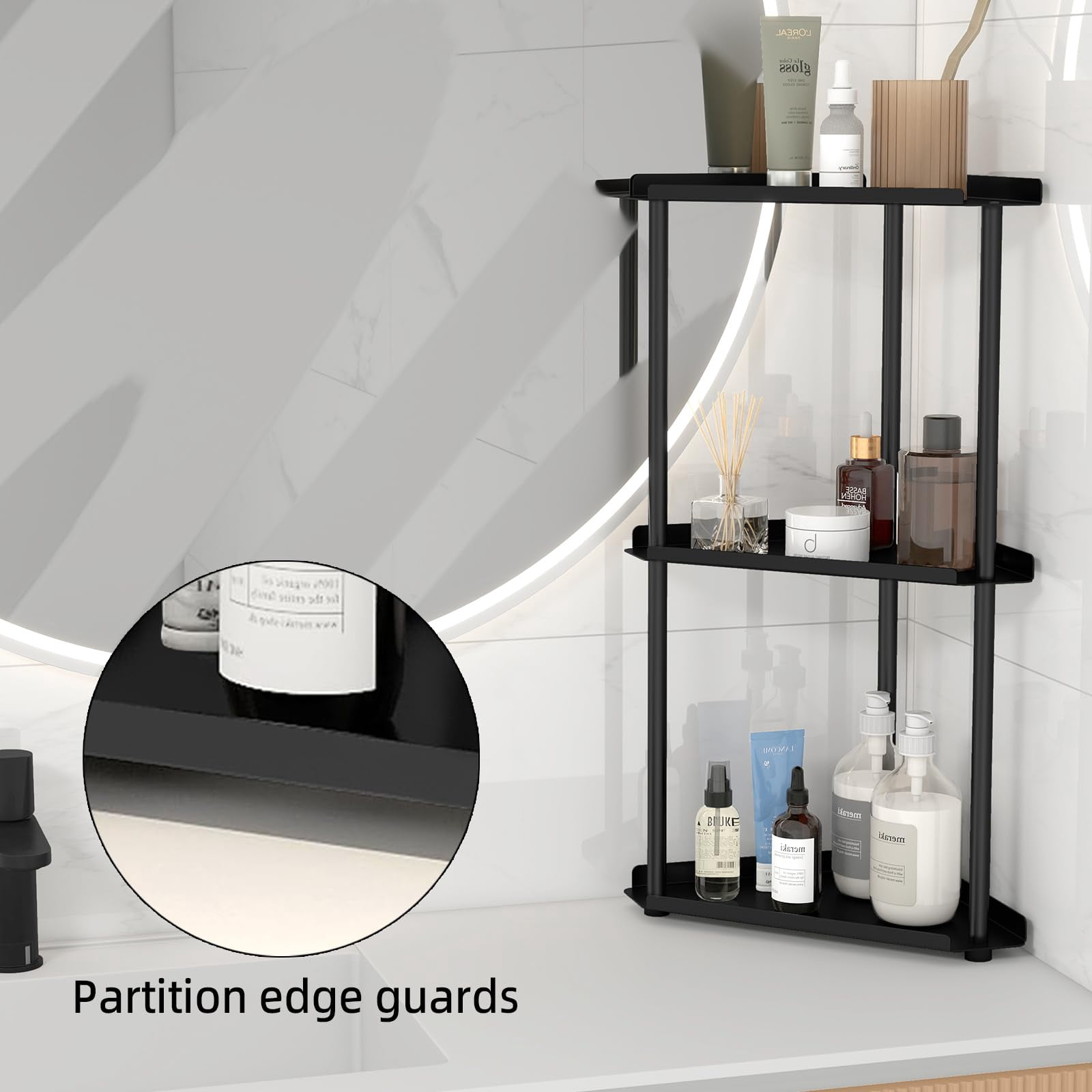 3 Tier Bathroom Counter Organizer, Vanity Organizer Corner Shelf, Skincare