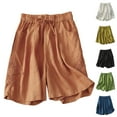 thumbnail image 5 of RYRJJ Womens Wide Leg Bermuda Shorts Vintage Lace Embroidered Linen Shorts Summer Fashion Casual Short Pants Loose Knee Length Shorts(Orange,XXL), 5 of 5