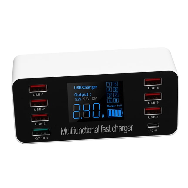 Cargador USB C De 60W Fast Station Station Hub Con De Protección Múltiple Para Viajes De La Oficina En El Hogar De La Computadora Portátil