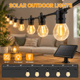 104FT Solar String Lights Outdoor Waterproof Patio Light With Dimmable ...
