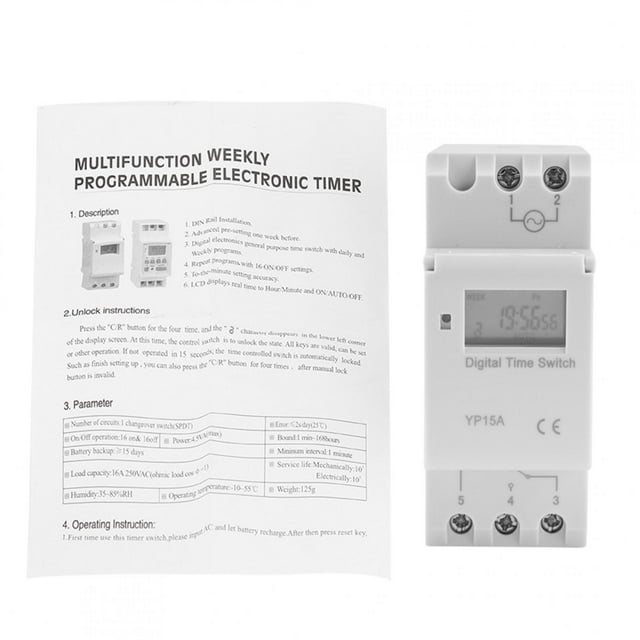 Interruptor de tiempo de relé programable con temporizador de potencia LCD digital de 16 A (DC12 V)