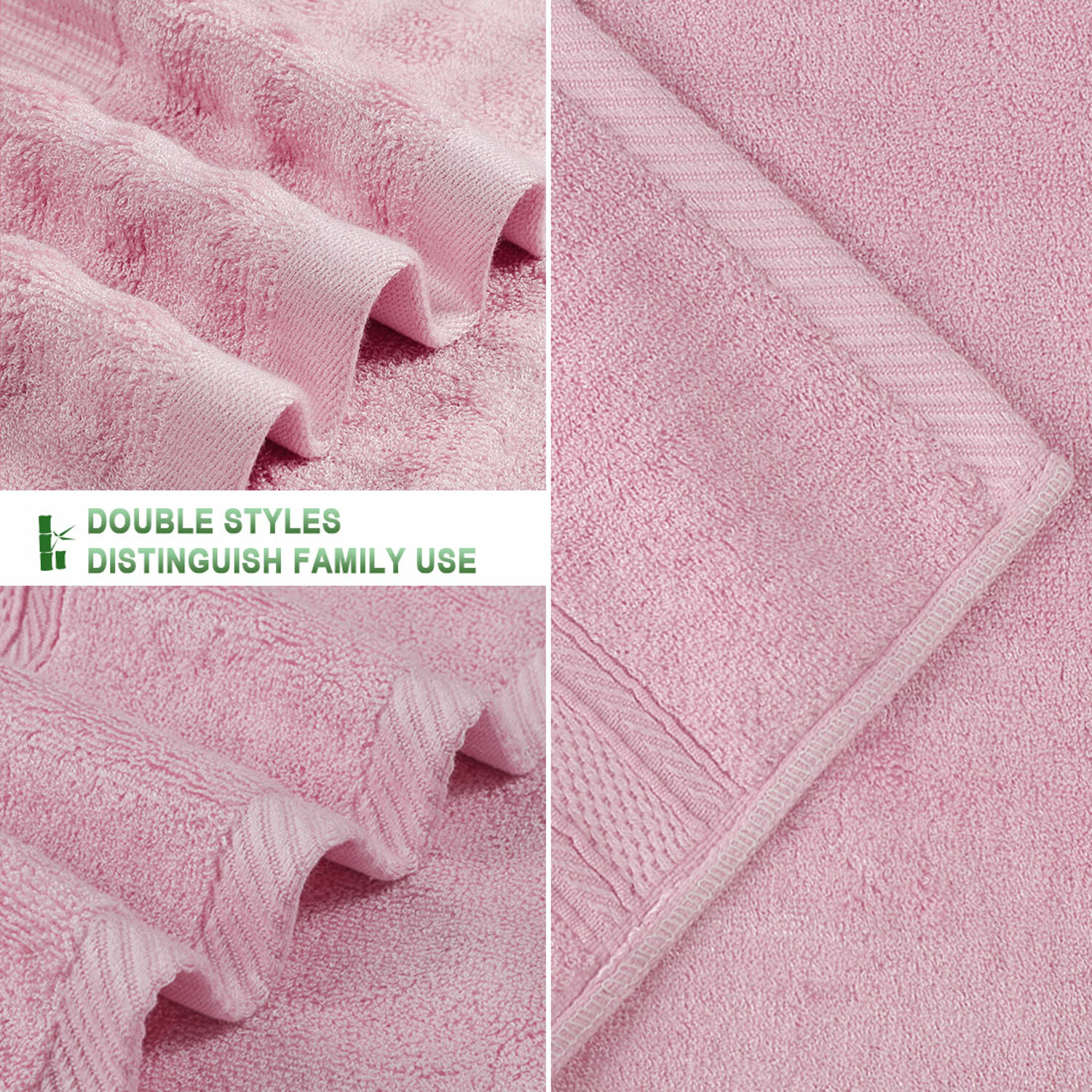 PiccoCasa 2 Pack 27"x54" Bath Towel Set Soft Absorbent Pink