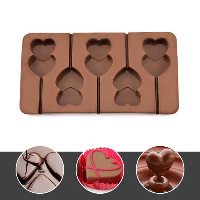 Gwong hogar 5 cuadrícula de silicona en forma de doble corazón non stick loly chocolate galletas de galletas moldes Gwong 21014616