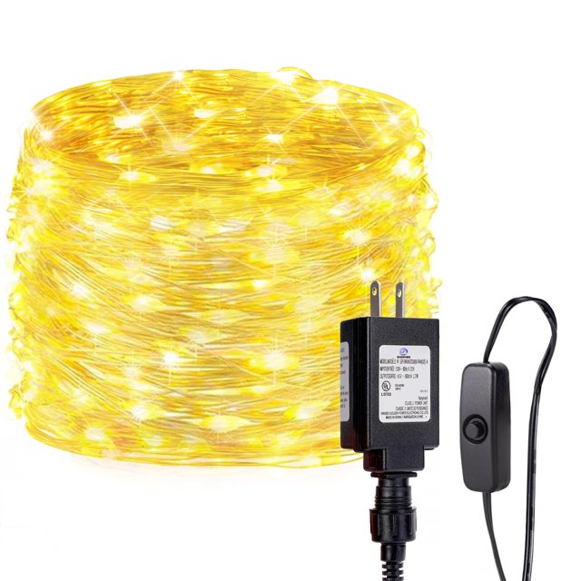 Edew - Guirnalda De Luces Enchufable De 164 Pies, 500 Luces Led, Alambre De Cobre Blanco Cálido, Resistente Al Agua, Cadena De Luces Estrelladas Para Interiores, Exteriores, Patio, Jardín, Dormitorio,