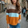 thumbnail image 4 of TKLPEHG Western Tops for Women Crew Neck Tops Casual Comfy Lightweight Classic Color Block Patchwork Loose Fashion Long Sleeve Pullover (Orange,L), 4 of 5