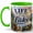 Green, variant on Life Is Better at the Lake Coffee Mug, Relaxing Cabin Lake and Canoe Design, 11 oz Ceramic Cup