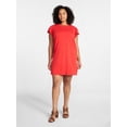 thumbnail image 2 of Time and Tru Women's Cotton T-Shirt Mini Dress with Short Flutter Sleeves, Sizes XS-XXXL, 2 of 6