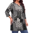 thumbnail image 3 of WellSize Plus Size Womens Tunic Tops 3/4 Sleeve Dressy Fall Blouses Casual V Neck Floral Shirts Tunics for Leggings, 3 of 8