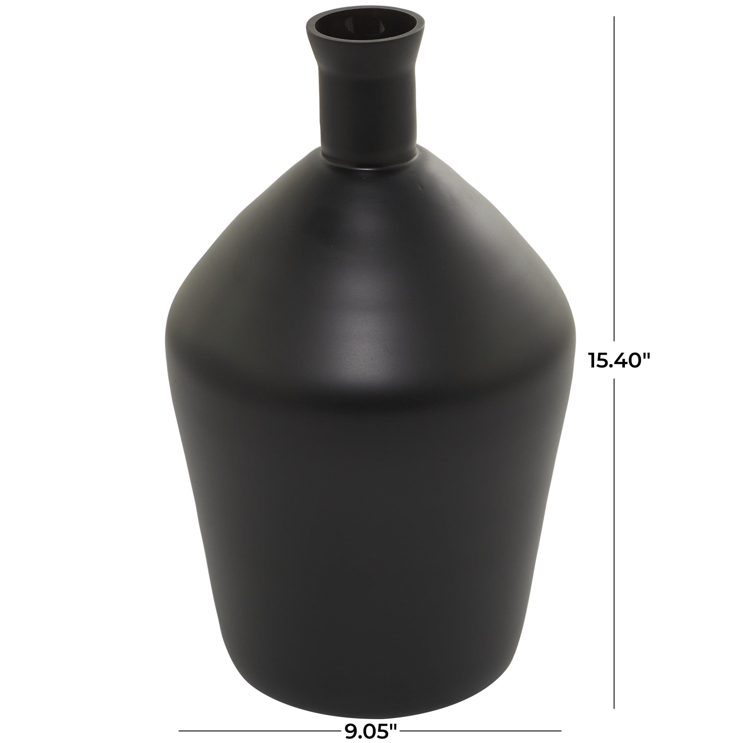 DecMode 15" Black Glass Vase