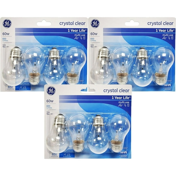 Ge Crystal Clear 60 Watt 650 Lumen A15 Ceiling Fan Light Bulbs W Um Base 12 Pack Com - Ge Crystal Clear 60 Watt Ceiling Fan Light Bulbs Ge Crystal Clear 60 Watt 650 Lumen A15 Ceiling Fan Light Bulbs W Um Base 12 Pack Com - Ge Crystal Clear 60 Watt Ceiling Fan Light Bulbs