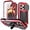 Red, variant on fit for iPhone 16 Pro Max Case 2024 Heavy Duty Protection Rugged Full Body Military Grade Metal Rubber with Stand Hard Built in Screen Camera Protector Phone Cover Silver