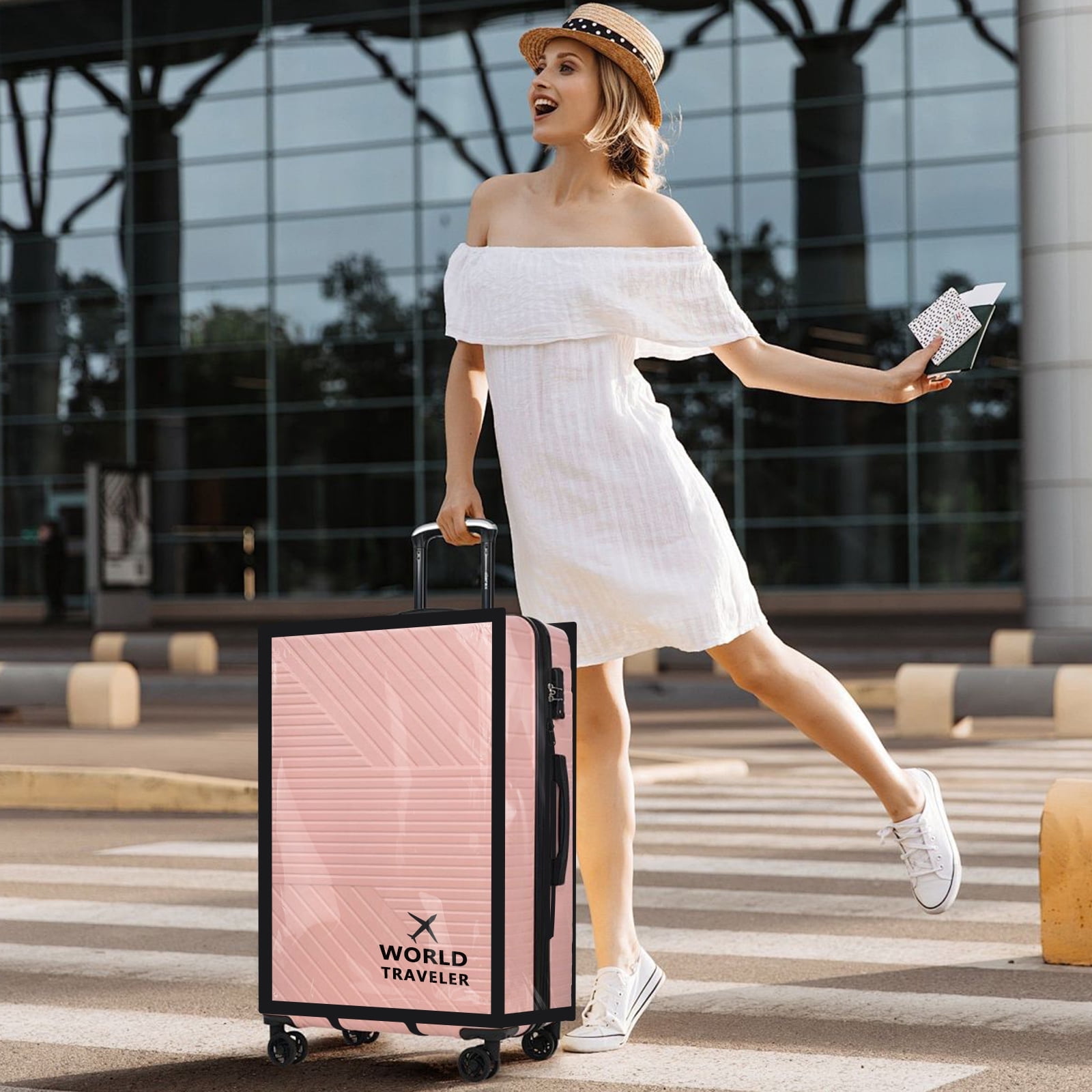 FUYGRCJ 3 Pieces Luggage Cover Protectors, Thicken PVC Suitcase Cover Set, Full Clear Suitcase Cover for 20 24 28 inch Wheeled Luggage, Waterproof Suitcase Protective Covers for Travelling