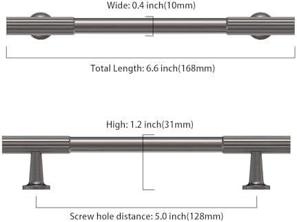 10 Pack 5 Inch(128mm) Brushed Black Nickel Cabinet pulls Kitchen Cabinet Handles, Cabinet Pulls Kitchen Cabinet Hardware for Cupboard Drawer Pulls