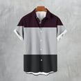 thumbnail image 2 of Dagegui Men's Color Block Striped Shirts Big and Tall Button Down Turndown Collar T-Shirts Loose Casual Rolled Up Short Sleeve Tops, 2 of 4