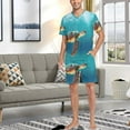 thumbnail image 7 of joogoo Men's Pajama Set Turtle under Sea V-Neck Pj Shorts Set 2 Piece Loungewear Sleepwear S, 7 of 7