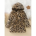 thumbnail image 2 of Gureui Kids Baby Girls Spring Jacket, Fall/Winter Long Sleeve Leopard Elastic Waist Zip-Up Hooded Coat Outerwear, 2 of 9
