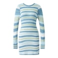 thumbnail image 5 of Aunavey Women Crochet Knit Dress Long Sleeve Backless Striped Hollow Out Bodycon Mini Dress Beach Wear Sundress, 5 of 8