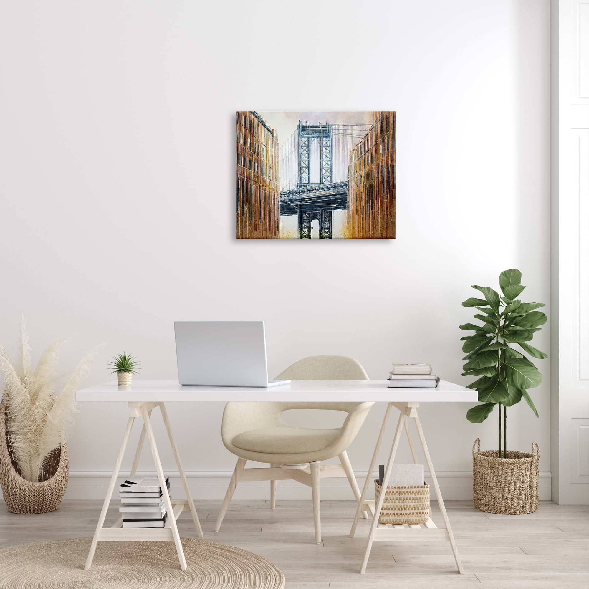 Stupell Industries Modern Urban Bridge Travel & Places Painting Gallery Wrapped Canvas Print Wall Art, 30 x 24