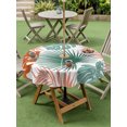 thumbnail image 4 of Outdoor Tablecloths with Umbrella Hole & Zipper, Turquoise Orange Palm Leaves Round Tablecloths 60 Inch, Tropical Botanical Summer Waterproof Table Cloth, Patio/Pool/Picnic Table Covers, 4 of 8