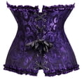 thumbnail image 6 of ZACPNCV Women's Lace Up Corset Boned Floral Overbust Lingerie Bustier Bodyshaper Top, 6 of 7