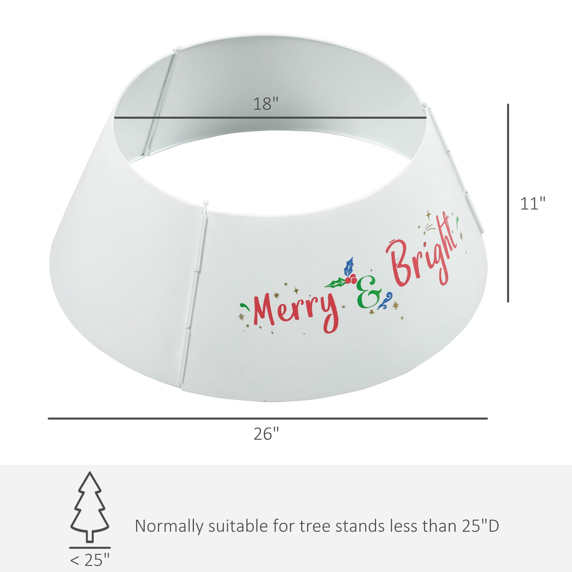 Christmas Tree Collar, Steel Tree Ring Skirt, 26 in Round Holiday Stand Cover for Home Xmas Decoration