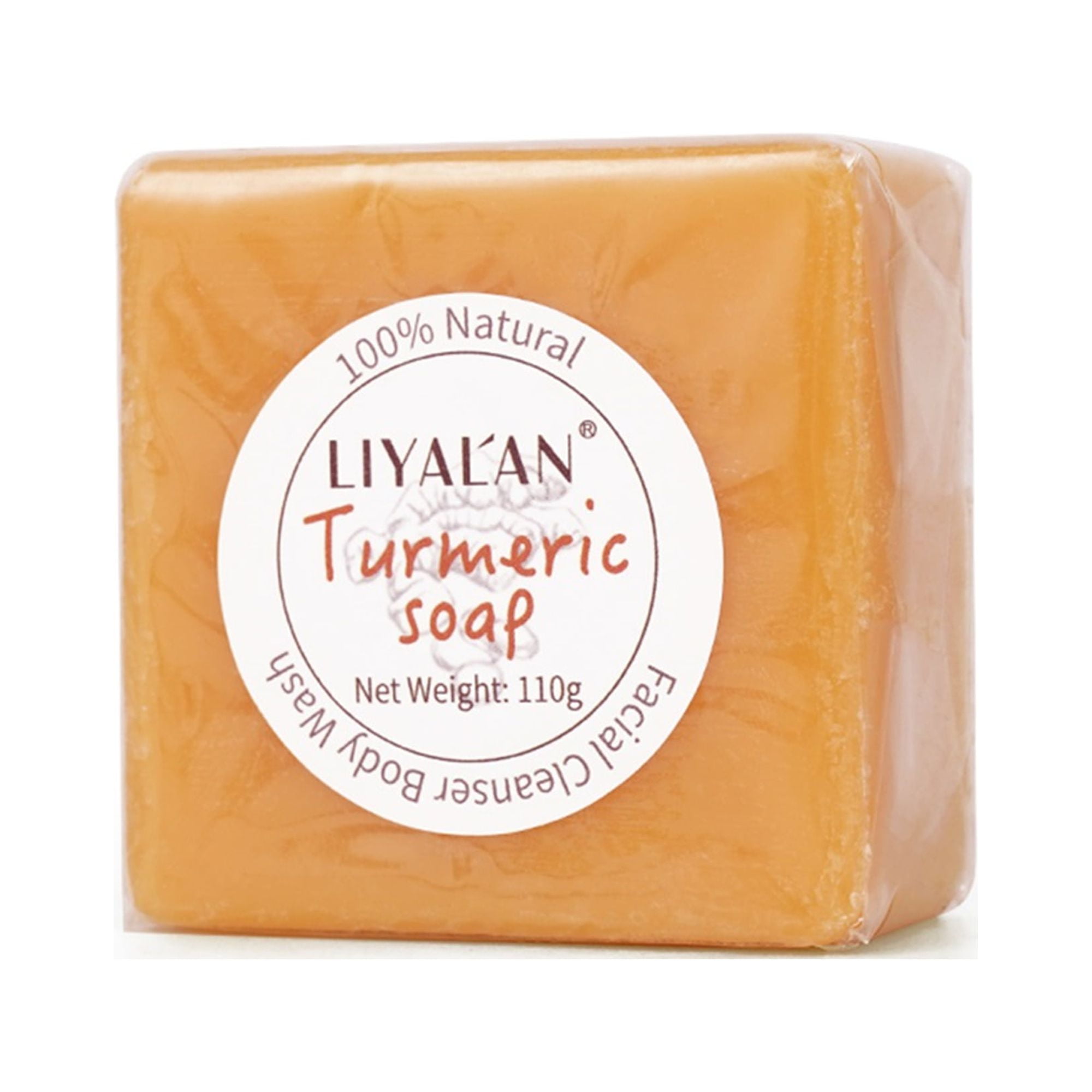 LIYAL'AN Turmeric Soap Bar Ginger Lemongrass Face Body Organic Tumeric Soap for
