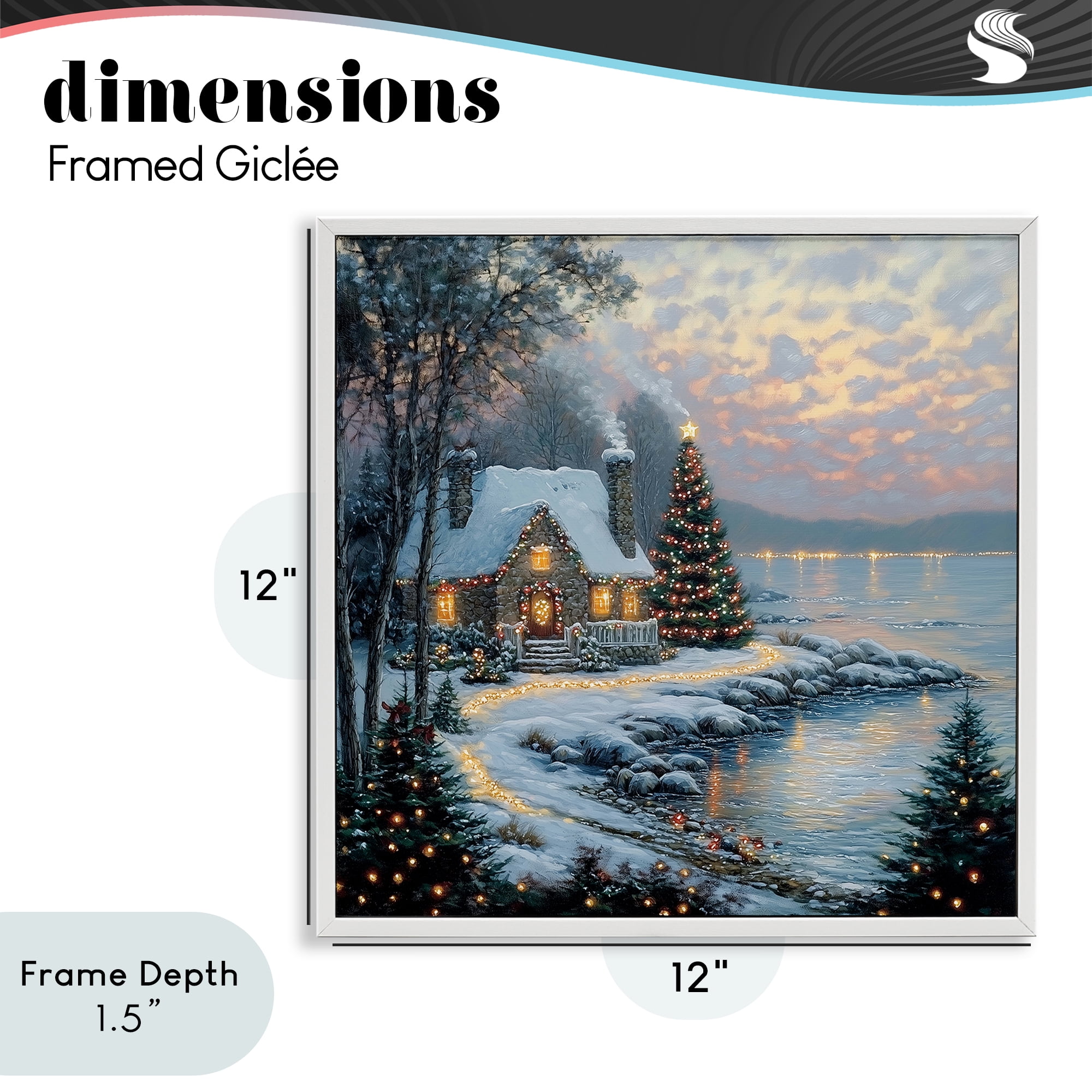 Stupell Industries Snowy Lit Cottage by Lake White Framed Giclee Art, design by Heidi Kuntz