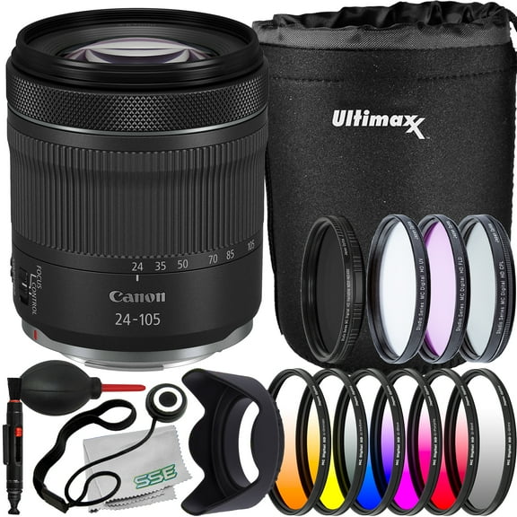 Ultimaxx Essential Canon RF 24-105mm f/4-7.1 IS STM Lens Bundle (White Box): Variable Neutral Density Filter (ND2-ND400), 3PC Protective Filter Kit & More (19pc Bundle)