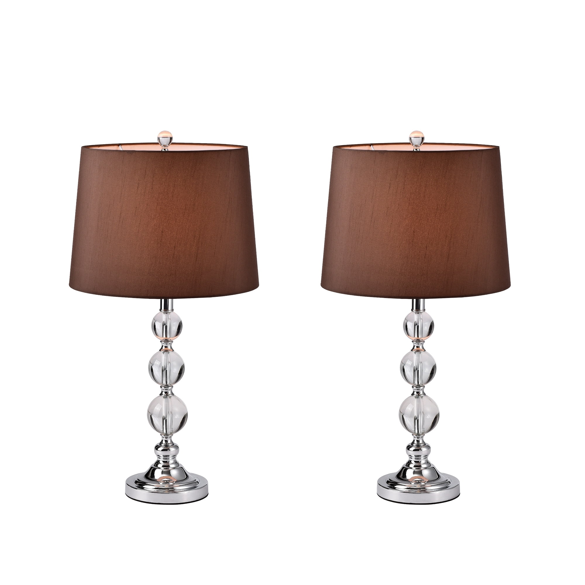 Aisha Chrome 1-Light Metal & Crystal Table Lamp with Fabric Drum Shade