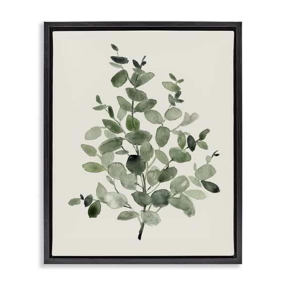 Stupell Industries Farmhouse Flecked Green Botanical Leaves Black Floating Frame Canvas Art, 17 x 21, by Carol Robinson