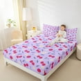 thumbnail image 4 of jejeloiu Rustic Flower Floral Queen Sheet Sets,Kawaii Cherry Flat Sheet,Red Purple Lightyellow Queen Fitted Sheet For Teens Girl,Breathable Home Decor,4-Piece, 4 of 7