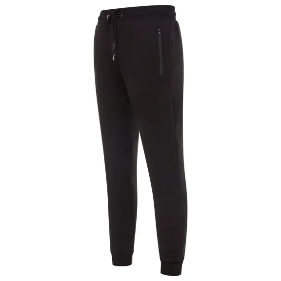 Men's Fleece Lined Slim Fit Casual Tech Jogger Sweatpants W Zipper Pockets BLACK S