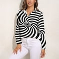 thumbnail image 3 of Black And White Op-Art Spiral Long Sleeve Blouse Woman Streetwear Casual Shirts Summer Oversize Woman Streetwear Clothing Birthday Present, 3 of 7