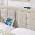 thumbnail image 3 of VECELO Queen Bed Frame with 4 Storage Drawers & USB Ports, Modern Button Tufted Upholstered Platform Bed Frame with Adjustable Headboard, No Box Spring Needed, Beige, 3 of 9