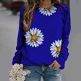 thumbnail image 2 of Dyegold Oversized Sweatshirt For Women Womens Daisy Print Long Sleeve Crewneck Sweatshirt Casual Loose Pullover Tops Shirt, 2 of 5