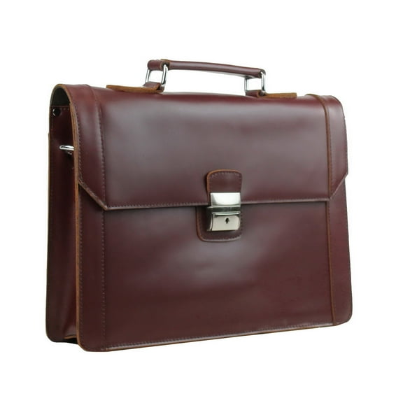 Vagarant Traveler 16" Slim Full Grain Leather Briefcase Laptop Bag w/Latch Lock LB36.WR