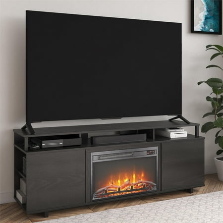 Ameriwood Home Carson Fireplace TV Stand for TVs up to 65", Black Oak