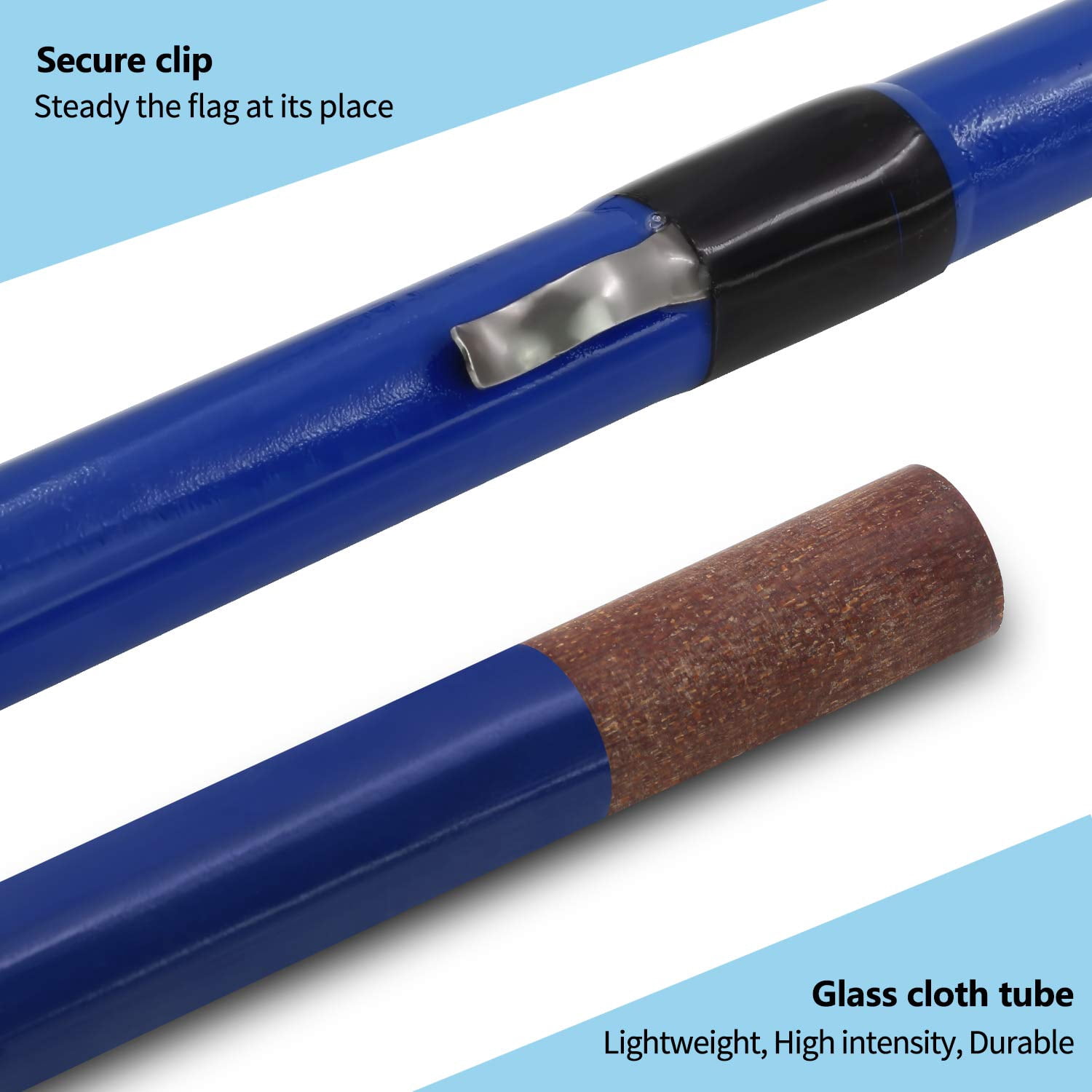 Anley 10Ft Telescopic Flagpole - Fiberglass Outdoor Telescoping Flag Pole (Blue)