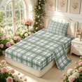 thumbnail image 2 of Manfei Green White Plaid Twin Sheets,Vintage Check Bedding,3 Pieces,1 Flat Sheet,1 Fitted Sheet and 1 Pillowcase, 2 of 6