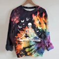 thumbnail image 2 of Moda mujer Casual cuello redondo manga larga Tie-dye impreso Halloween sudadera Tops Pompotops gfhjh3821, 2 of 3