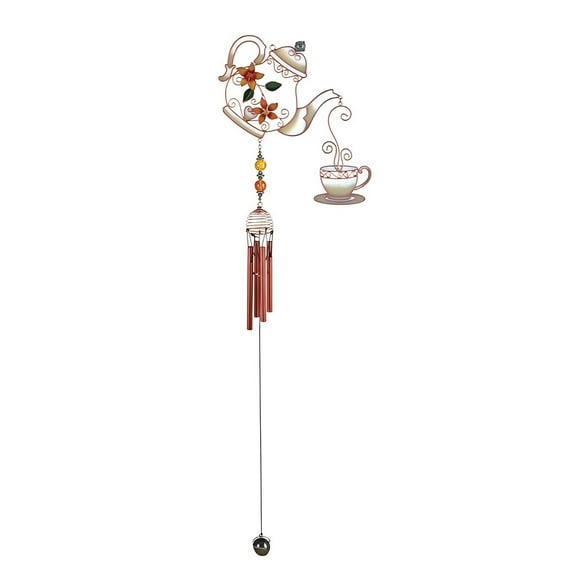 FC Design 32" Long Teapot Set Wind Chime with Copper Gem Statue Sculpture Ornament Decoration Home/Room/Garden Decor and Unique Gift Ideas for Housewarming, Holidays and Birthdays